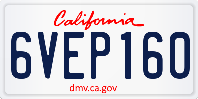 CA license plate 6VEP160