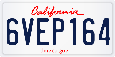 CA license plate 6VEP164