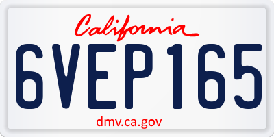 CA license plate 6VEP165
