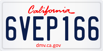 CA license plate 6VEP166