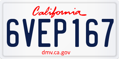 CA license plate 6VEP167
