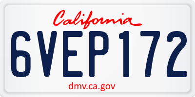 CA license plate 6VEP172