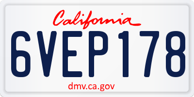 CA license plate 6VEP178