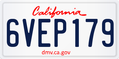 CA license plate 6VEP179