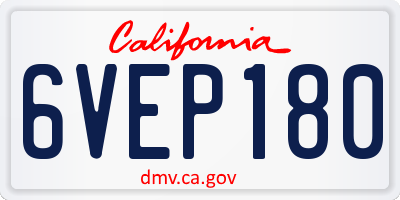 CA license plate 6VEP180