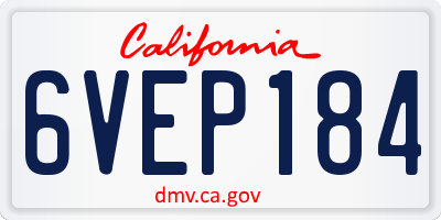 CA license plate 6VEP184