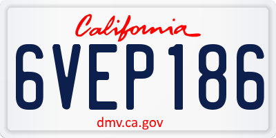 CA license plate 6VEP186