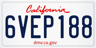 CA license plate 6VEP188