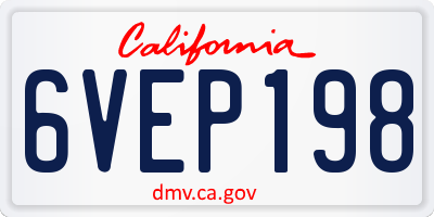 CA license plate 6VEP198