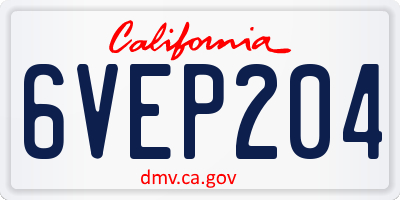 CA license plate 6VEP204