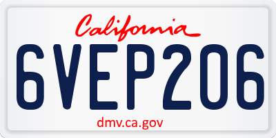 CA license plate 6VEP206