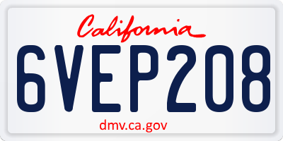 CA license plate 6VEP208