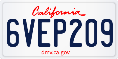 CA license plate 6VEP209