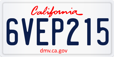 CA license plate 6VEP215