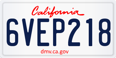 CA license plate 6VEP218