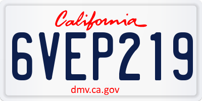 CA license plate 6VEP219