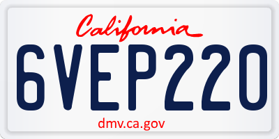 CA license plate 6VEP220