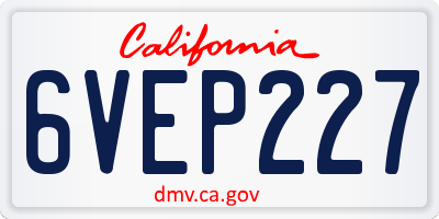 CA license plate 6VEP227