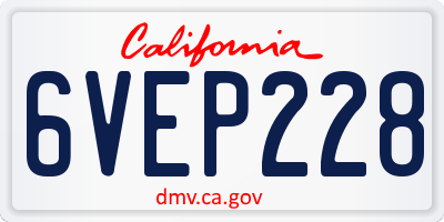 CA license plate 6VEP228