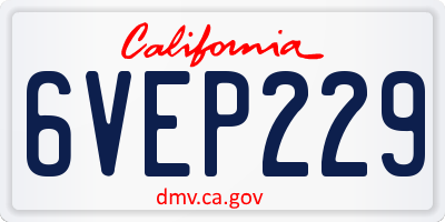 CA license plate 6VEP229