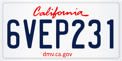 CA license plate 6VEP231