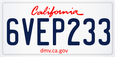 CA license plate 6VEP233