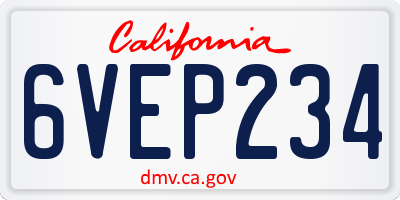 CA license plate 6VEP234