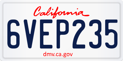 CA license plate 6VEP235