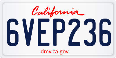 CA license plate 6VEP236