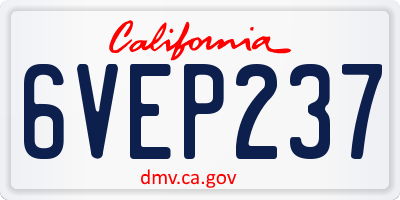 CA license plate 6VEP237