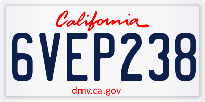 CA license plate 6VEP238
