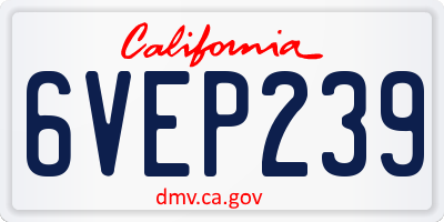 CA license plate 6VEP239