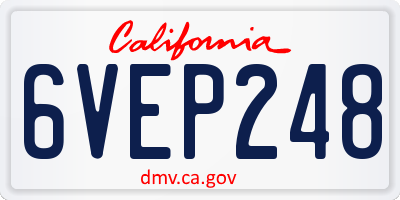 CA license plate 6VEP248