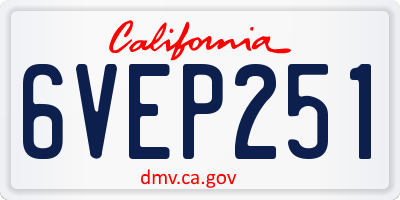 CA license plate 6VEP251
