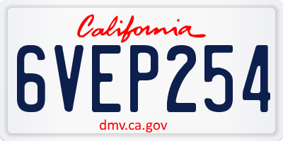 CA license plate 6VEP254