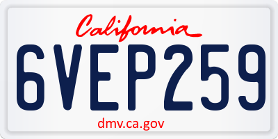 CA license plate 6VEP259