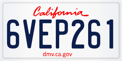 CA license plate 6VEP261