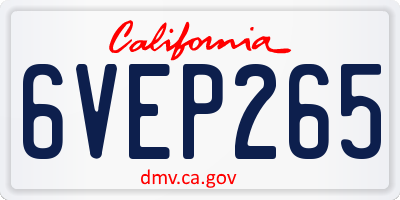CA license plate 6VEP265