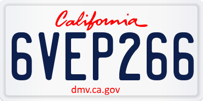 CA license plate 6VEP266