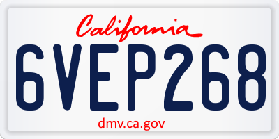 CA license plate 6VEP268