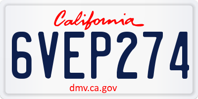 CA license plate 6VEP274