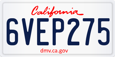 CA license plate 6VEP275