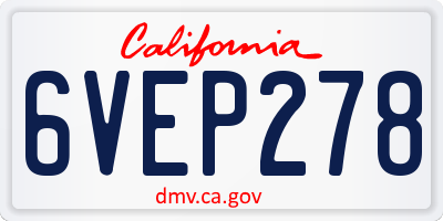 CA license plate 6VEP278