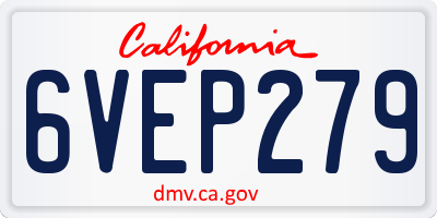 CA license plate 6VEP279