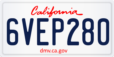 CA license plate 6VEP280