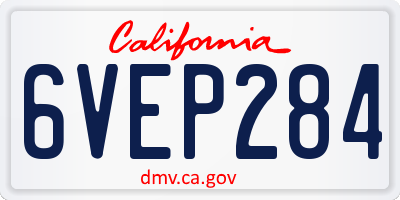 CA license plate 6VEP284