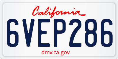 CA license plate 6VEP286
