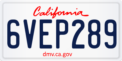 CA license plate 6VEP289