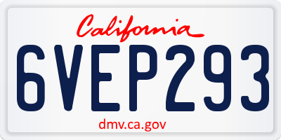 CA license plate 6VEP293