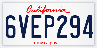 CA license plate 6VEP294